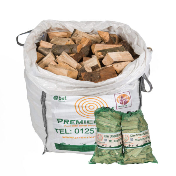 Winter Pack - 1 Bulk Bag of Kiln Dried Hardwood Logs and 2 Kindling