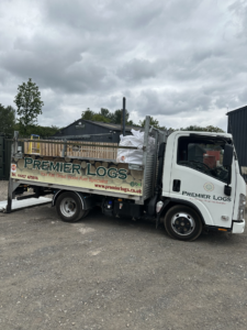Premier Logs van delivering kiln dried hardwood logs to Brindle Distillery for Fratellis pizza for use in their pizza ovens